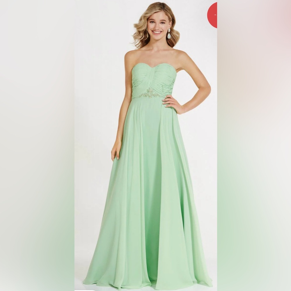 Alyce Paris Strapless Light Green Gown